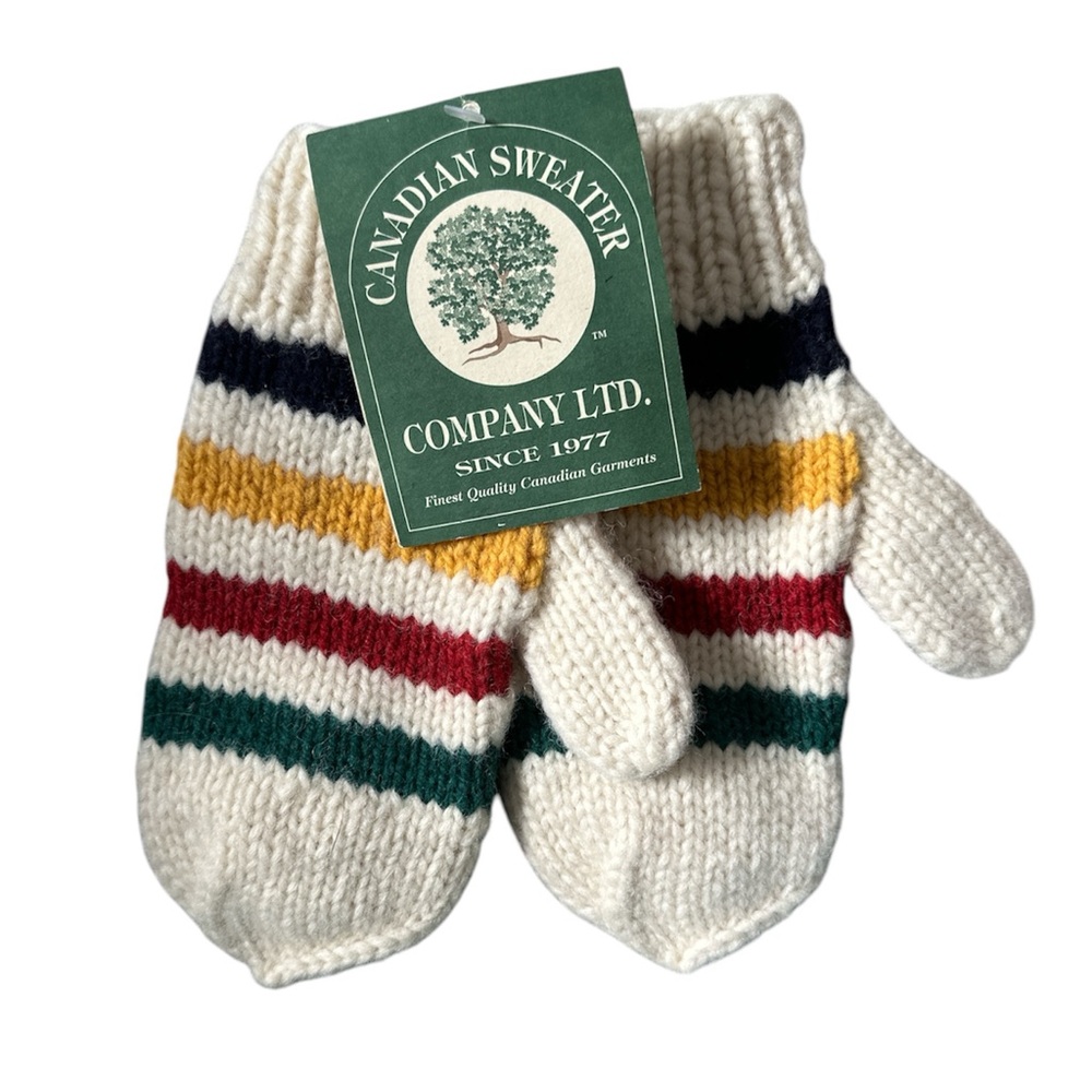 Hudson’s Bay Company HBC Stripes Classic Hand Knit Wool Mittens